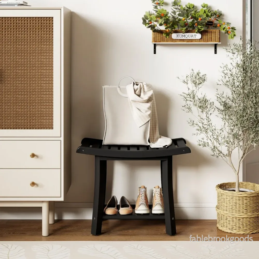 Duschbänk – Vattentät Duschpall med Böj Sits – 60,5 x 34 x 48 cm – Svart - Bild 3