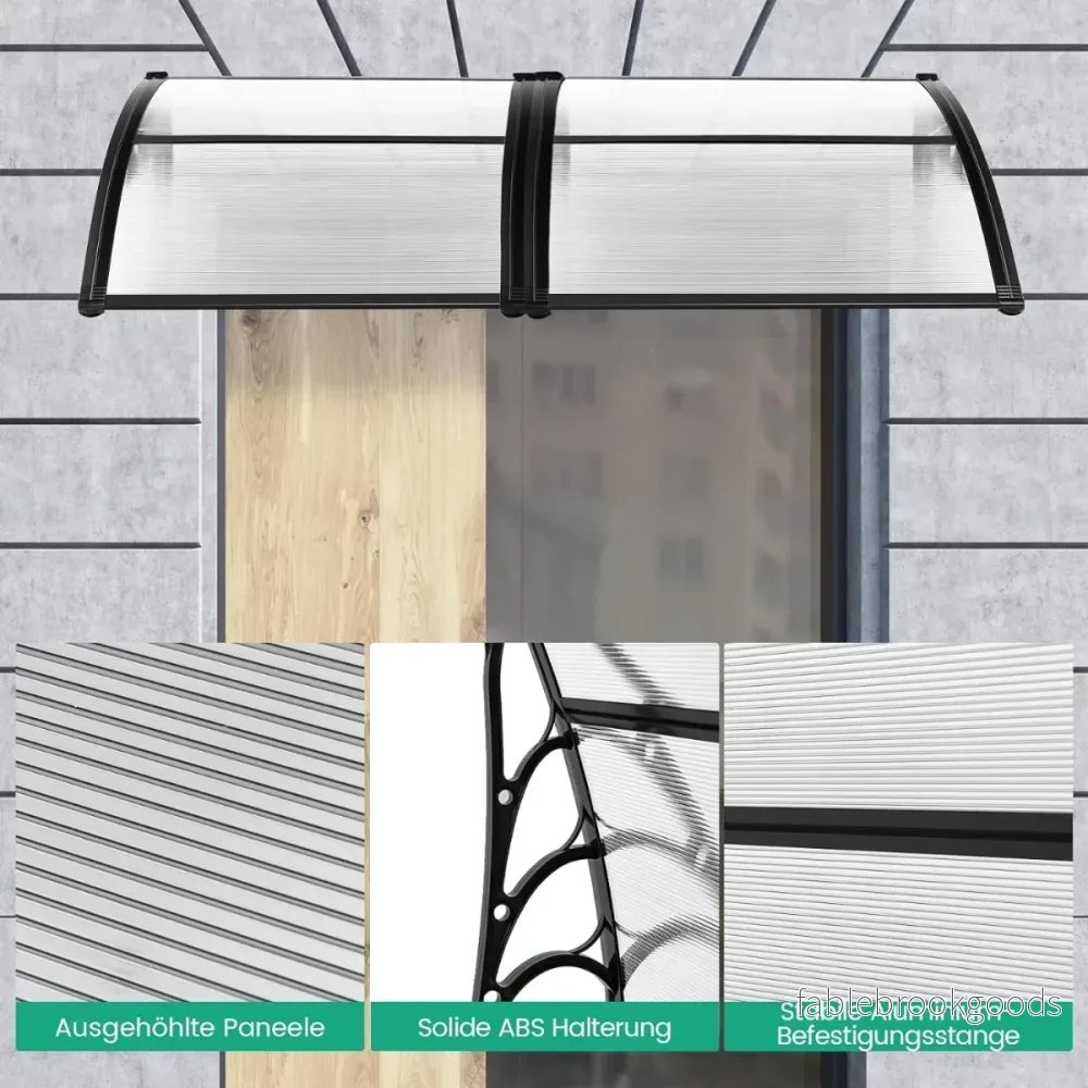 Kapell – för ytterdörrstak av aluminium och transparent polykarbonat – 102 x 99 cm – Grå - Bild 3