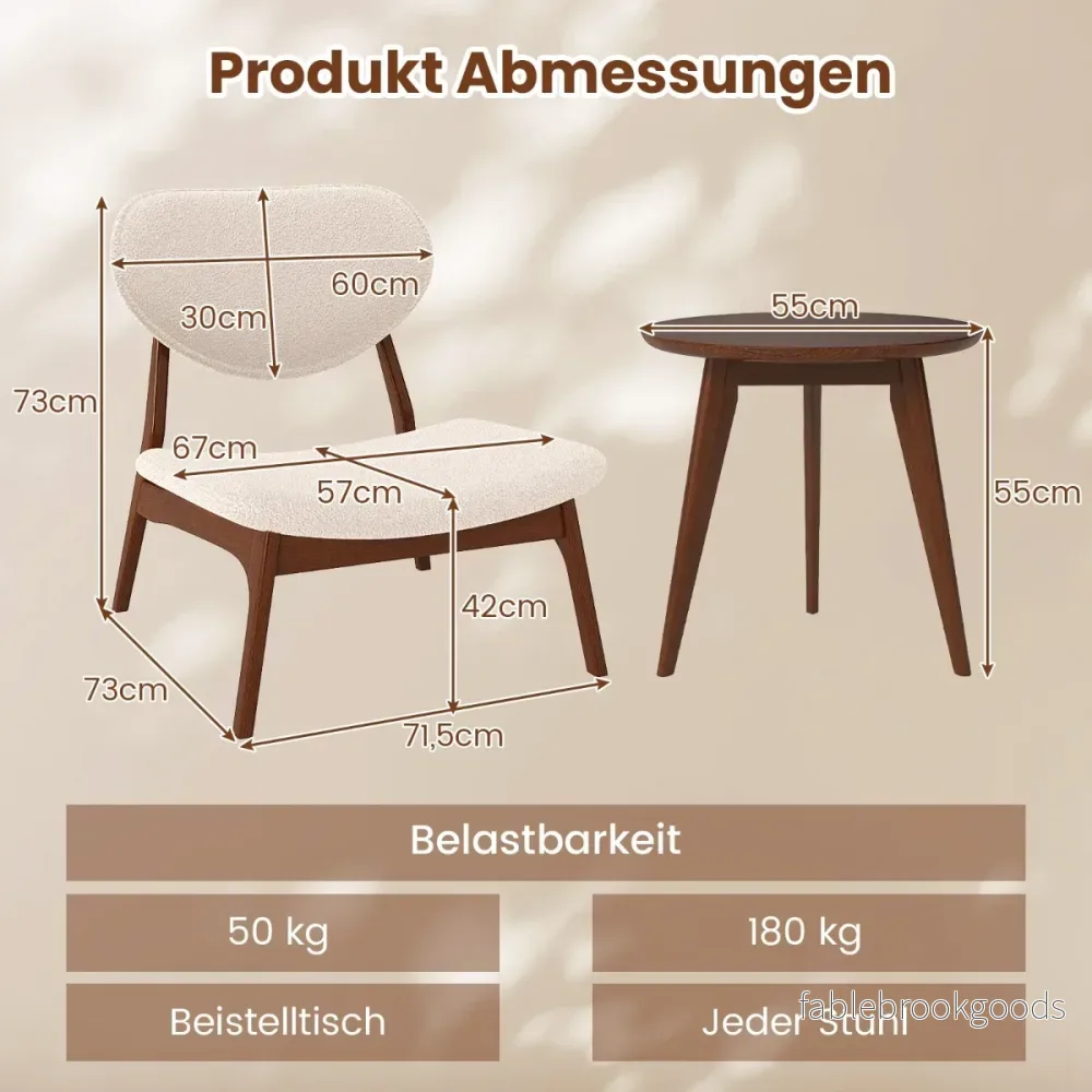 delars – fåtölj med sidobord Polstret loungestolset litet och stolar – 3 2 – Beige - Bild 2