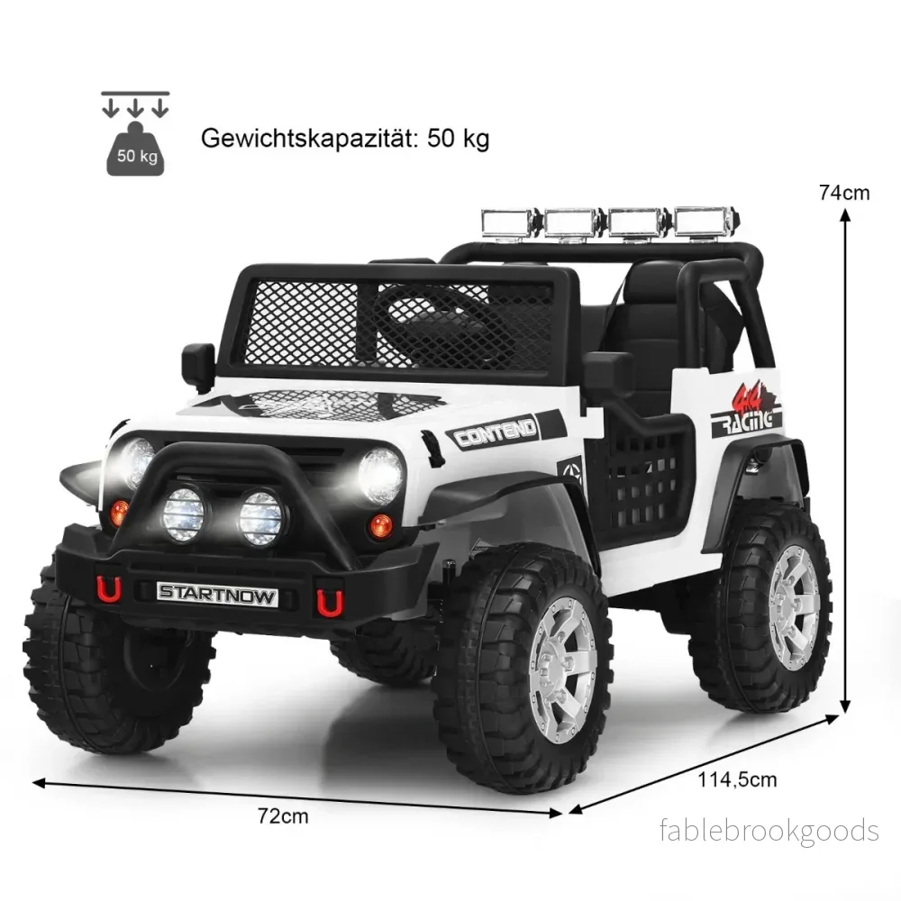 12V – elbil för barn med fjärrkontroll, belysning och musik Elektrisk bil – Vit - Bild 2