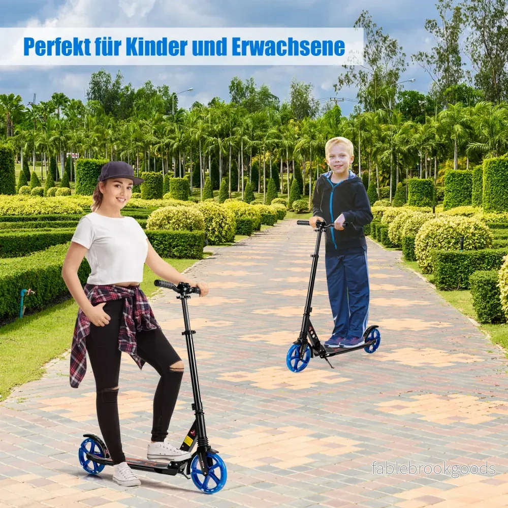 Kick – Scooter för barn LED Light Höjdjusterbar Svart + – 93 x 43 x 91-106 cm – Blå - Bild 3