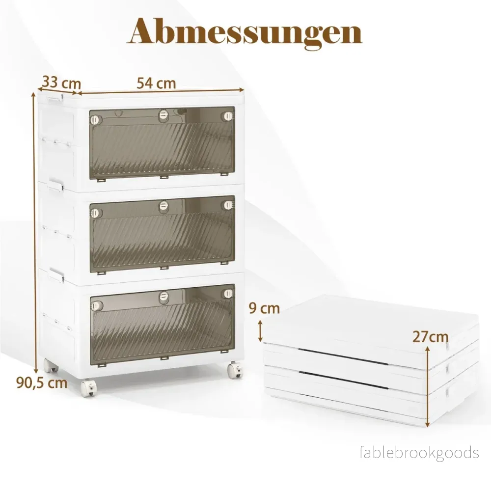 Förvaringslåda – med lock Stapelboxar vikbara Förvaringsbehållare tvåvägsdörrar stegs – 3 – Vit - Bild 2