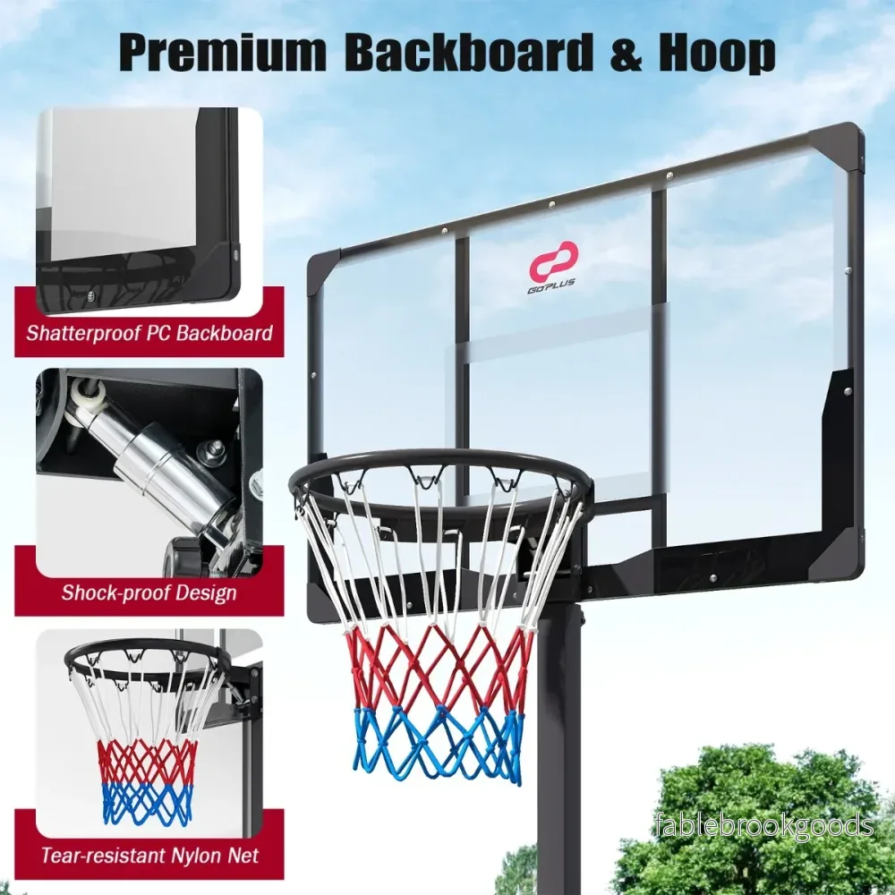 Höhenverstellbarer – Basketballkorb mit Ständer und Rädern, mobiles Korbsystem Ballaufbewahrung – 2 – Svart - Bild 3