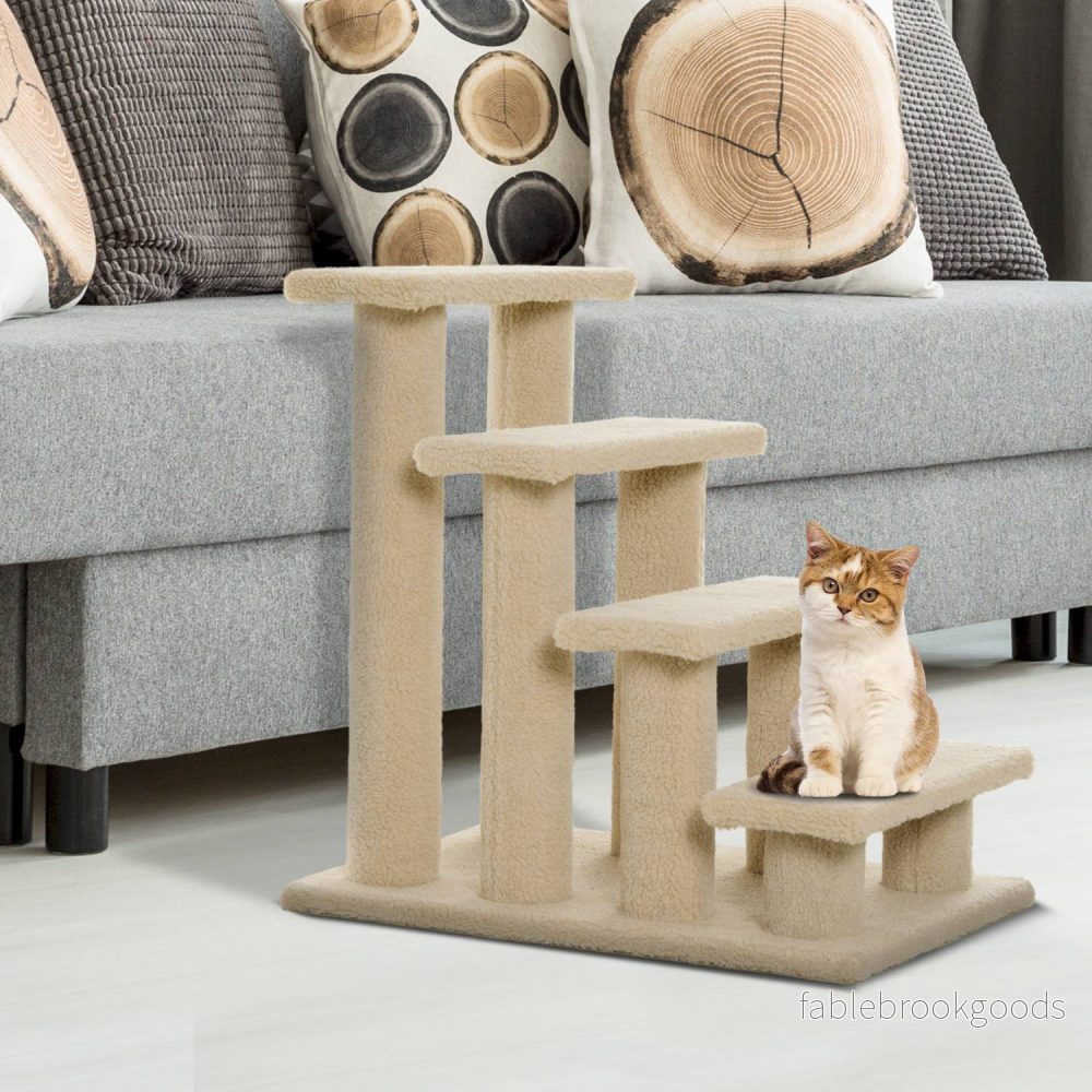 Djurtrappa, 4-stegs plysch, beige, 63,5x43x60 cm - Bild 2