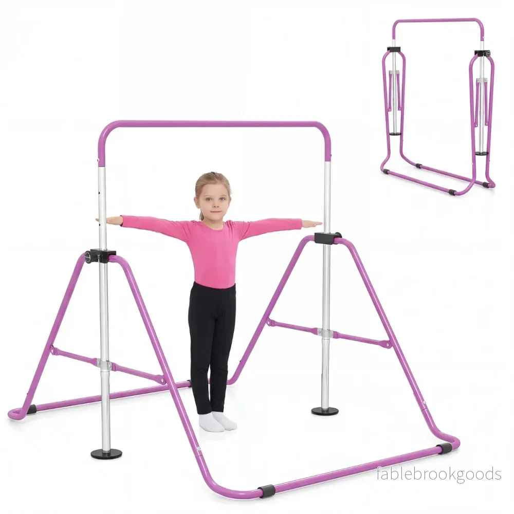 Barn – gymnastikstång höjdjusterbar vikbar rekstång träningsstång Bärkapacitet upp till – 90-130 cm 70 kg – Lila