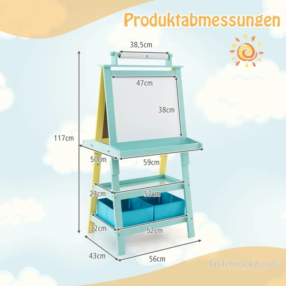i – barnstafli dubbelsidig whiteboard och svarta tavla ritpapper + – 3 1 – Blå och gul - Bild 2