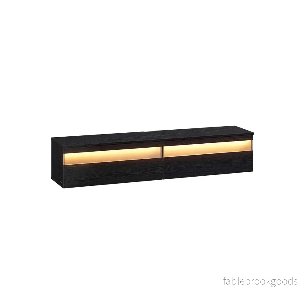 Hängande TV lowboard – Modern design – Svart ebenholts