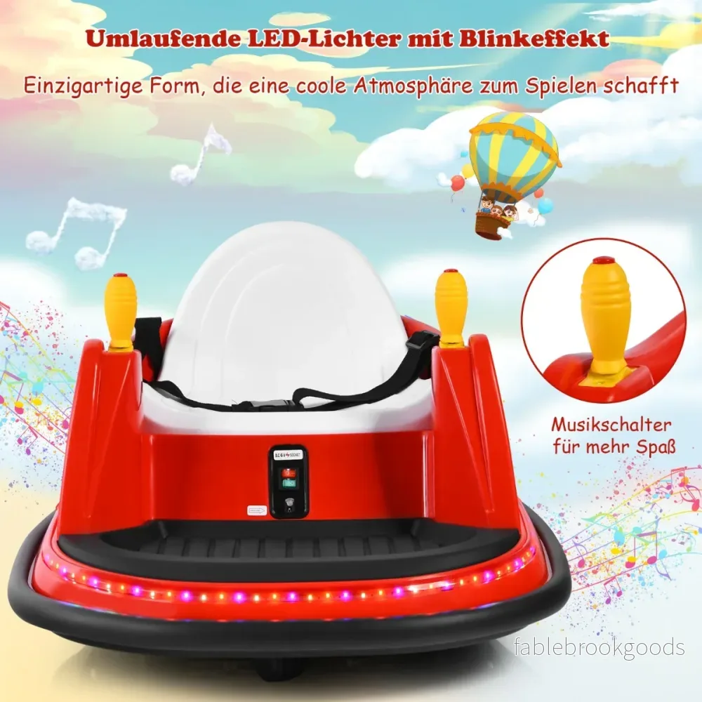 Barnstötfångarbil – 6V elektrisk med blinkande ljus – 57 x 75 x 42 cm – Röd - Bild 3
