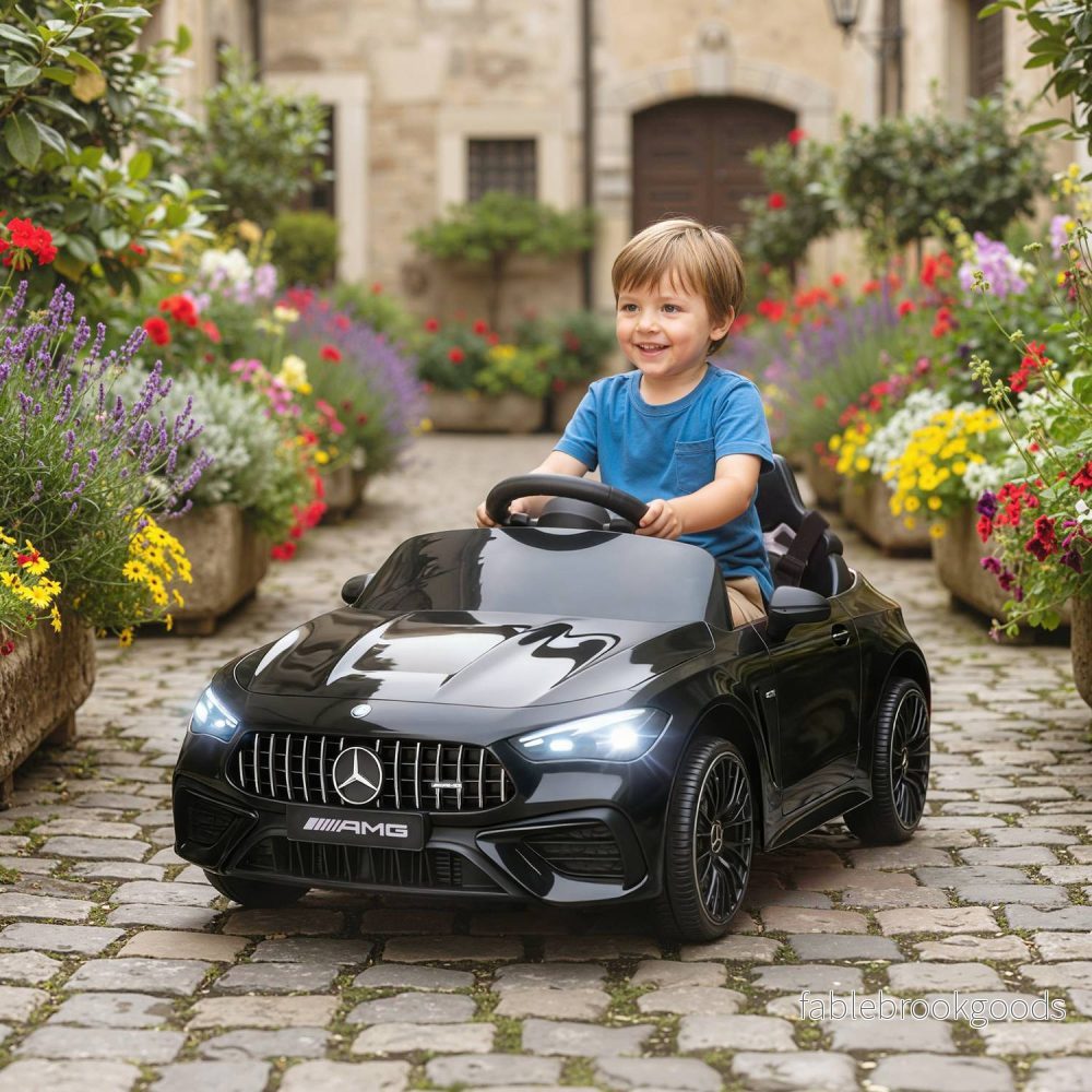 Elbil för barn, Mercedes Design, 12V, Fjärrkontroll, Svart - Bild 2