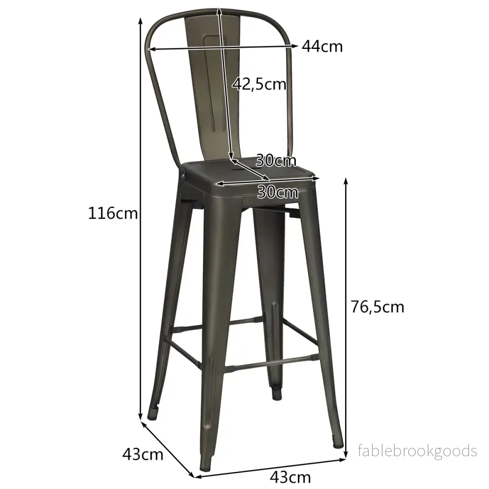 Set – med restaurangstolar avtagbart ryggstöd och fotstöd Metallstolar Gunmetal – 4 – Gammal färg - Bild 2