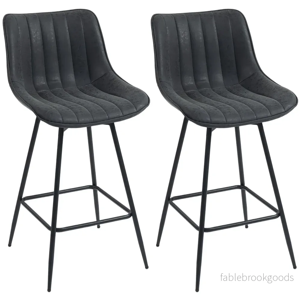 Barstolar, set om 2, 68 cm, 360 graders vridbar, svart, med ryggstöd