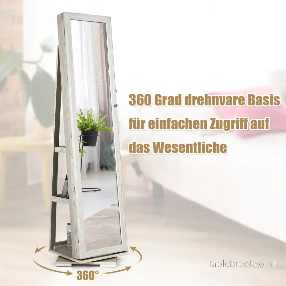 360° – roterande smyckesskåp i – 2 1 39 x 39 x 161 cm – Vit - Bild 3