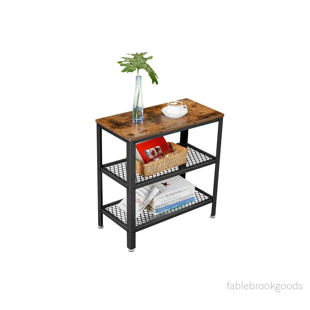 Sidobord – Smal modell med 3 hyllplan – Vintage mörkbrun - Bild 2