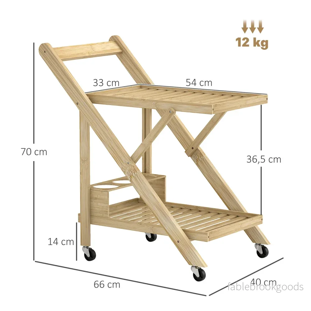 Bambu köksvagn med vinställ och bänkskiva - Bild 3