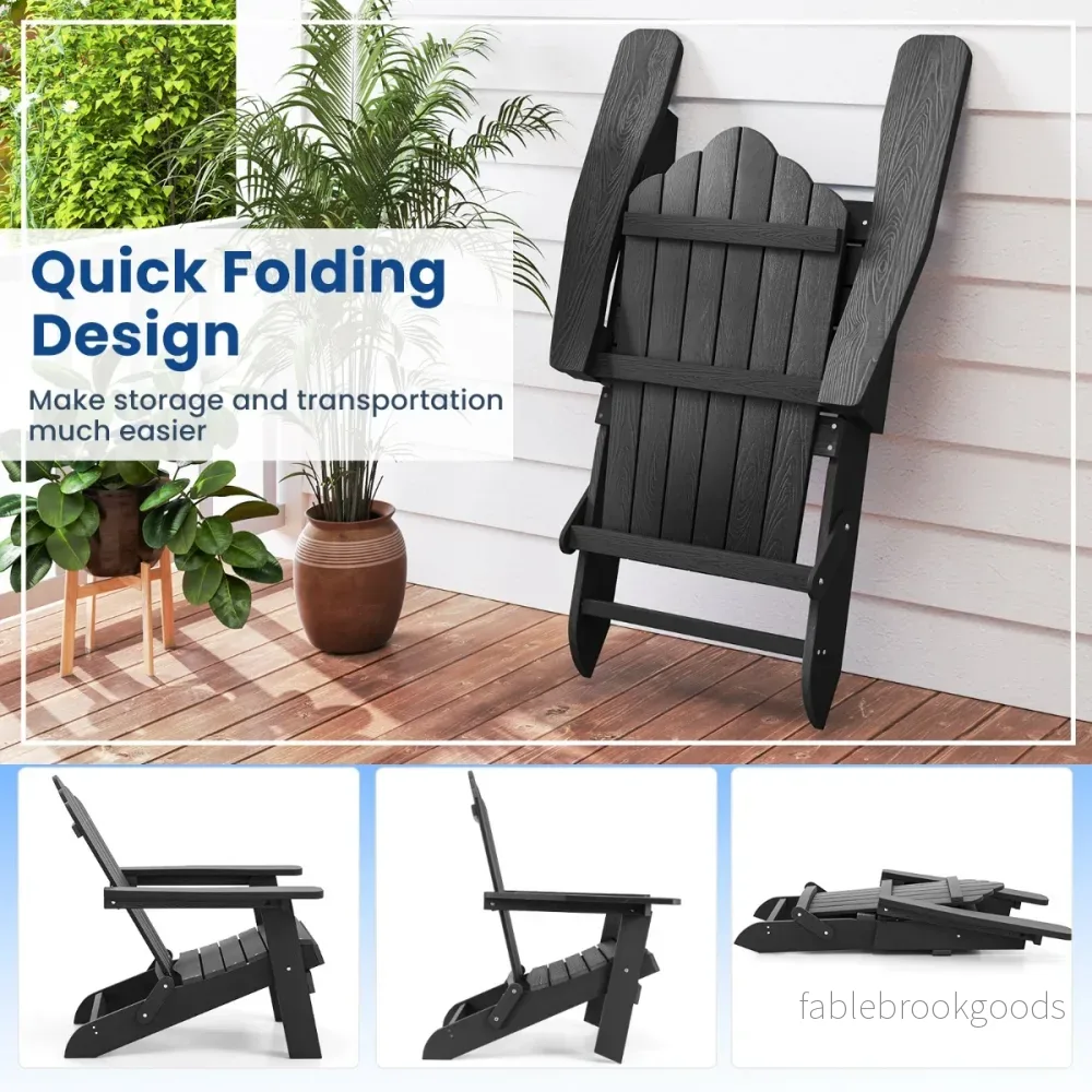 set – Hopfällbar Adirondack stol, väderbeständig – 2 – Svart - Bild 3