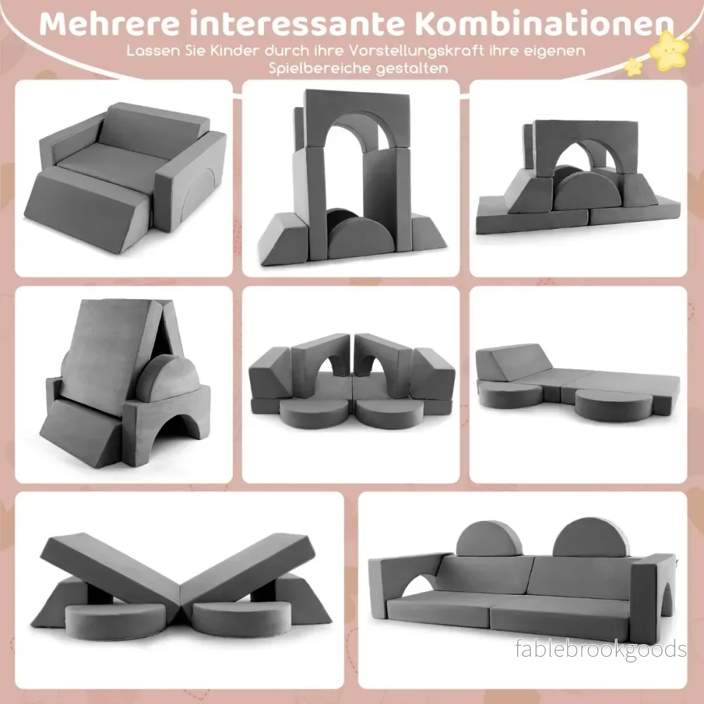 Modular – barnsoffa leksoffa Modulsoffa med avtagbart överdrag – 105,5 x 101 x 48 cm – Grå - Bild 3