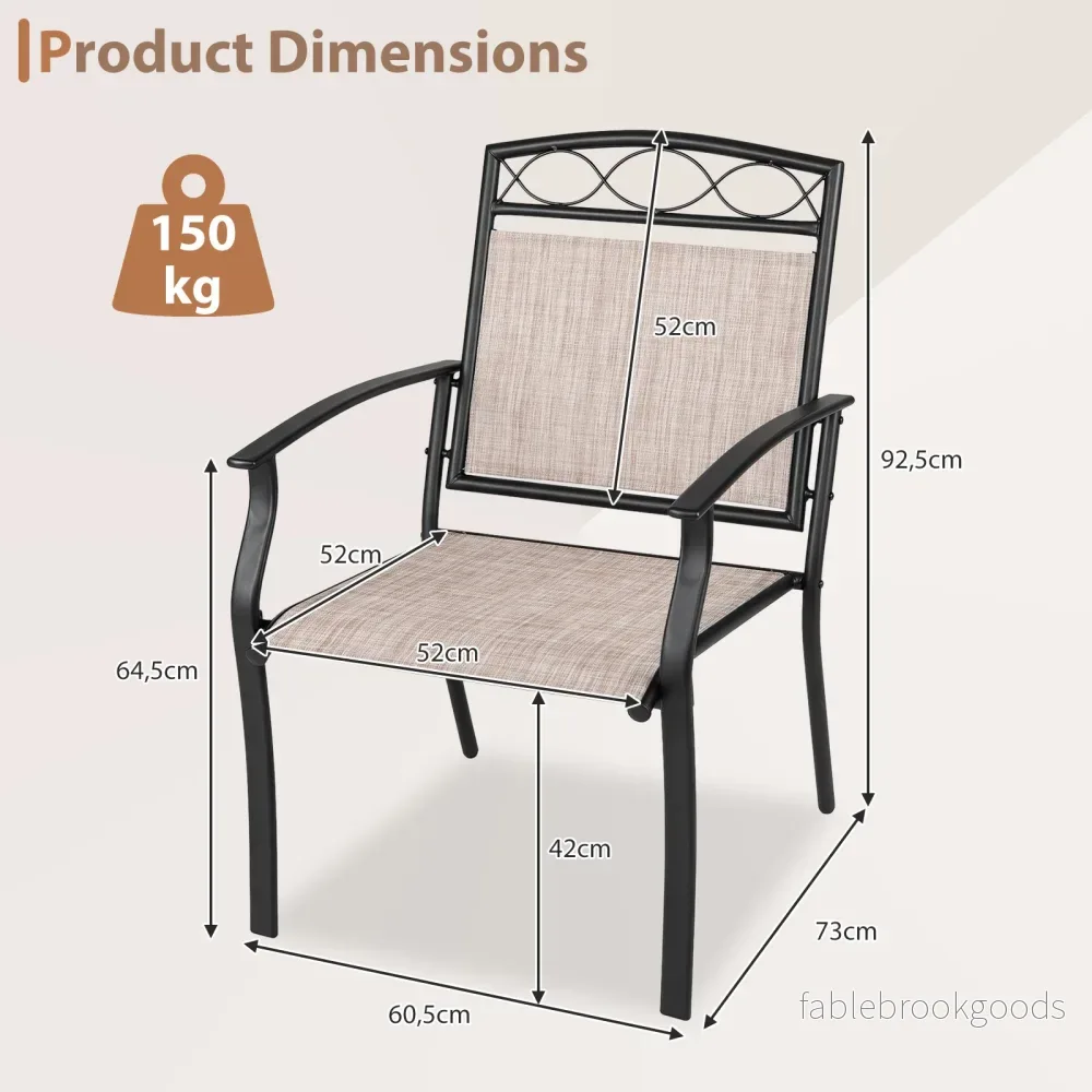 2‑pack – trädgårdsstolar, väderbeständiga terrassstolar av andningsbart tyg med bred sittyta - Bild 2