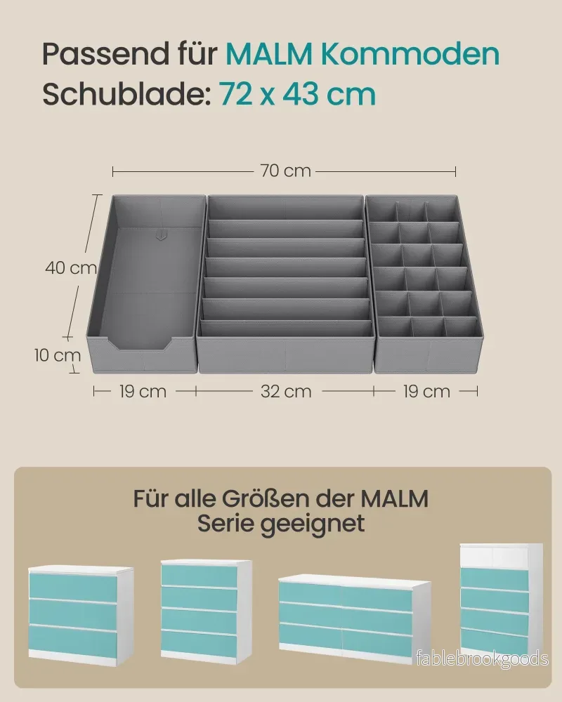 Lade-organizer - Opvouwbaar - Set van Meerdere Boxen - Duifgrijs - 19 x 40 x 10 cm - Bild 3