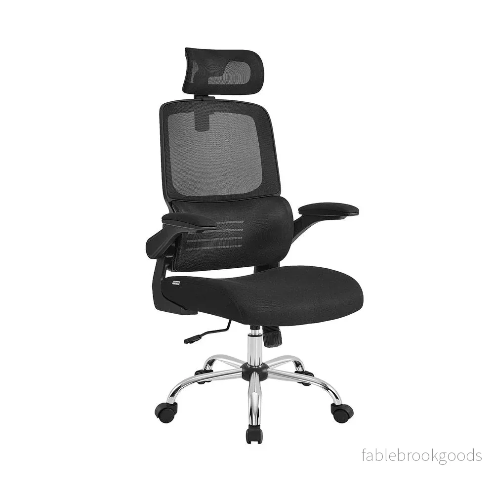 Kontorsstol – Ergonomisk med justerbart nackstöd – Svart