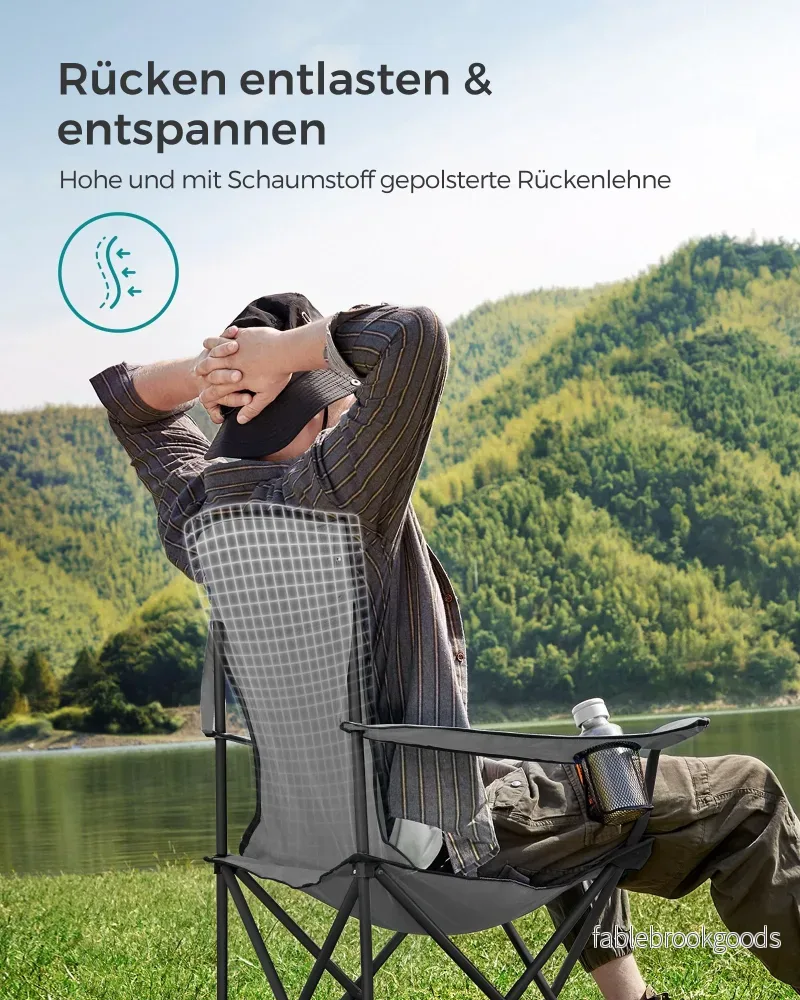 Campingstol – vadderad sits – gråsvart - Bild 3
