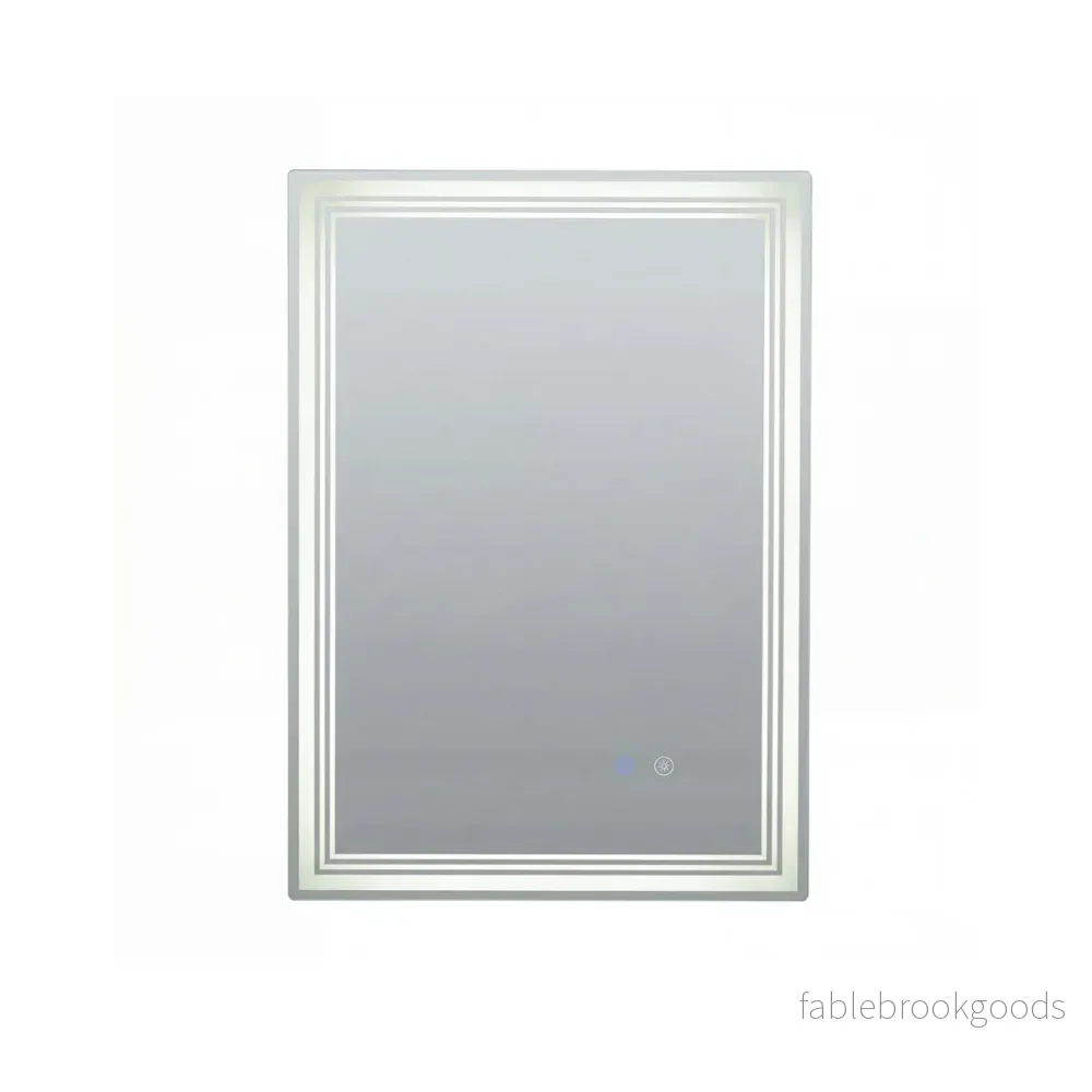 Rektangulär – badrumsspegel med LED belysning och imma säker minnesfunktion, väggspegel cm. – 70 x 50 – Silver