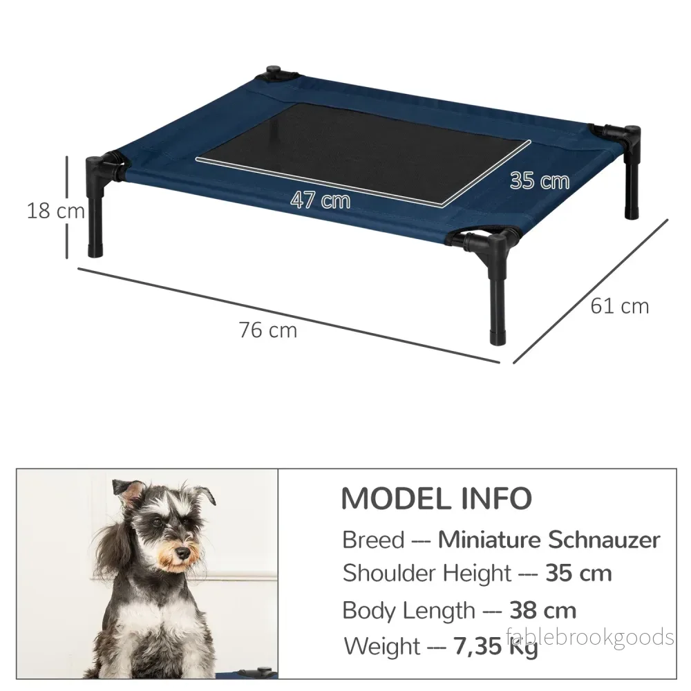 Utomhussäng för husdjur med stålram, 600D Oxford-tyg, blå - Bild 3