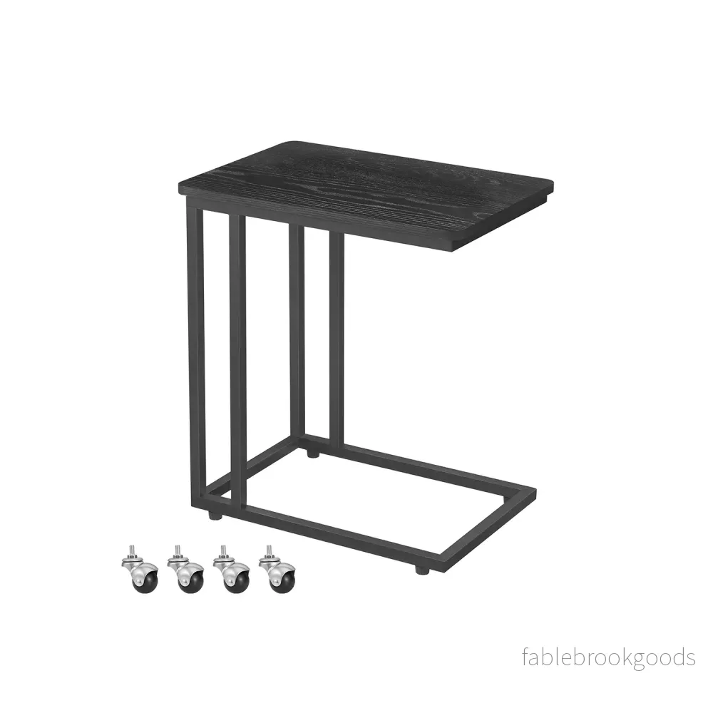 Sidobord – C-form – på hjul – svart Sidobord – C-form – på hjul – svart