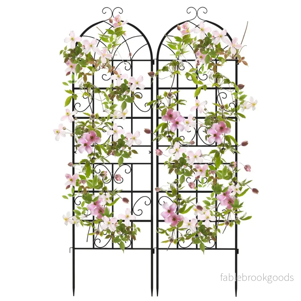 pack – metall spaljé fristående trädgårdsgärde för stickning – 2 180 x 50 cm – Svart