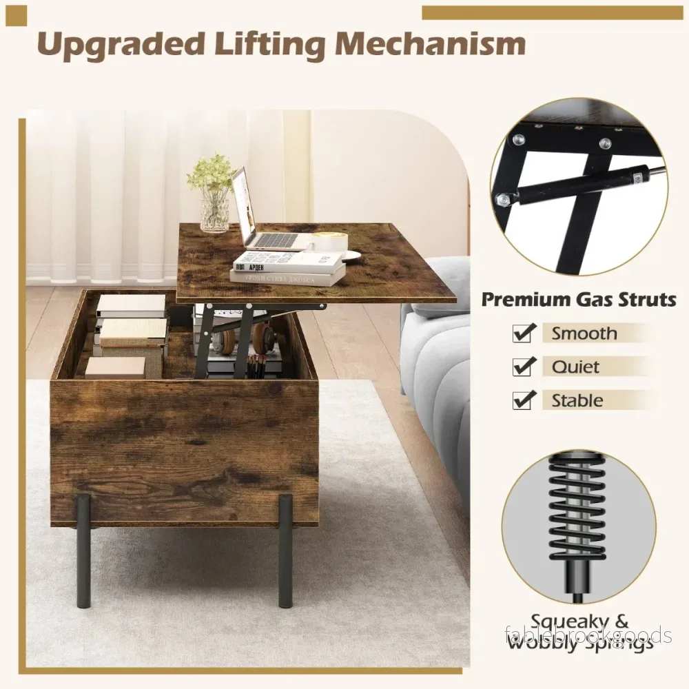 Höjbar – soffbord kaffebord med bordsskiva öppna hyllor – 3 100 x 50 x 45/59 cm – Brun - Bild 3