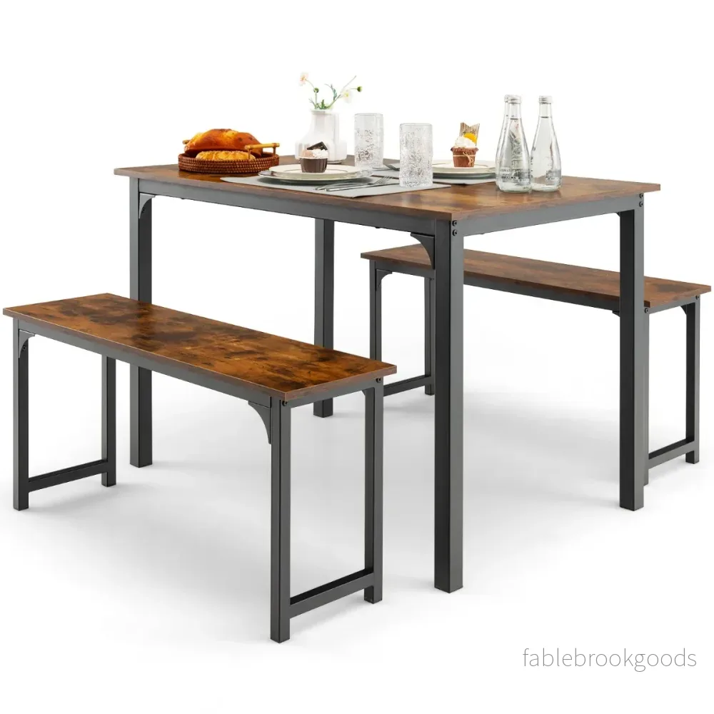 Matbord – med bänkar matsalsset om köksbord för personer + – 2 3 110 x 70 cm 4 – Kaffe - Bild 2