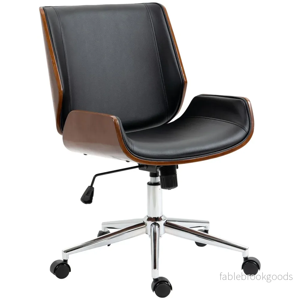 Ergonomisk kontorsstol i svart konstläder, gungande, 120 kg kapacitet Ergonomisk kontorsstol i svart konstläder, gungande, 120 kg kapacitet