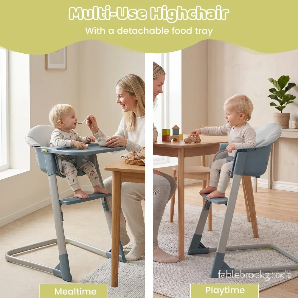 i – barnmatstol med avtagbar och justerbar bricka, fotstöd, metallram – 2 1 - Bild 3