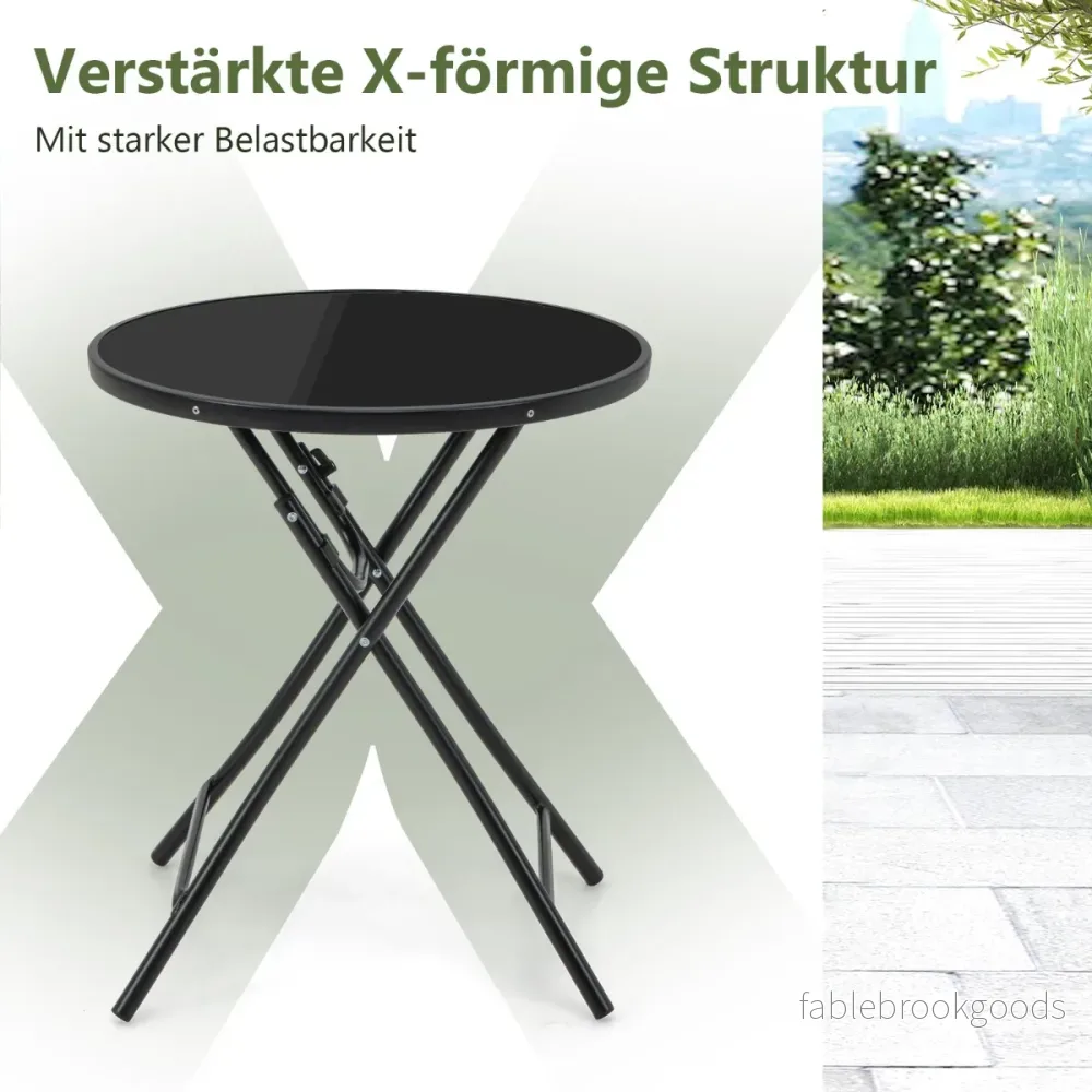 Runt – bistrobord med härdat glasbord och robust metallram – Ø 59 cm – Svart - Bild 3