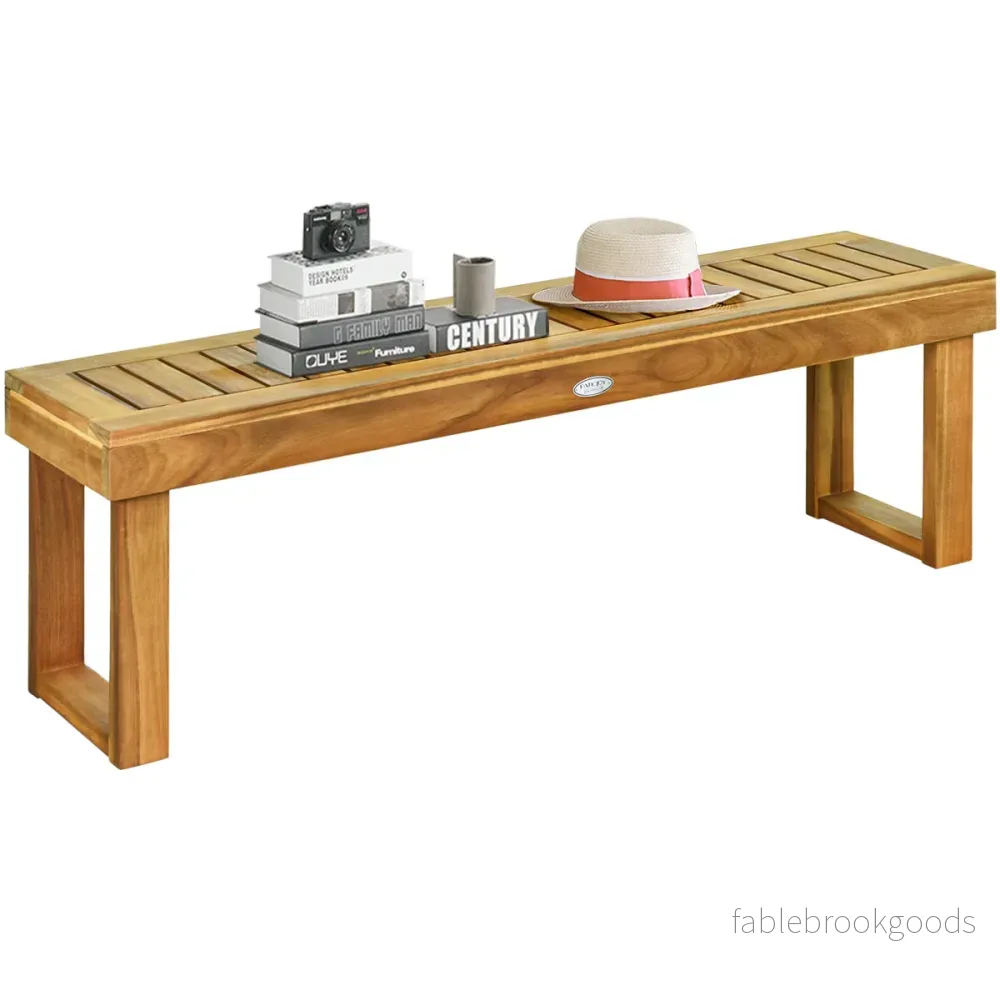 Bänk – Trädgårdsmöbler i massivt trä Lastkapacitet upp till Teak – 360 kg 132 x 34 x 43,5 cm – Natur - Bild 2