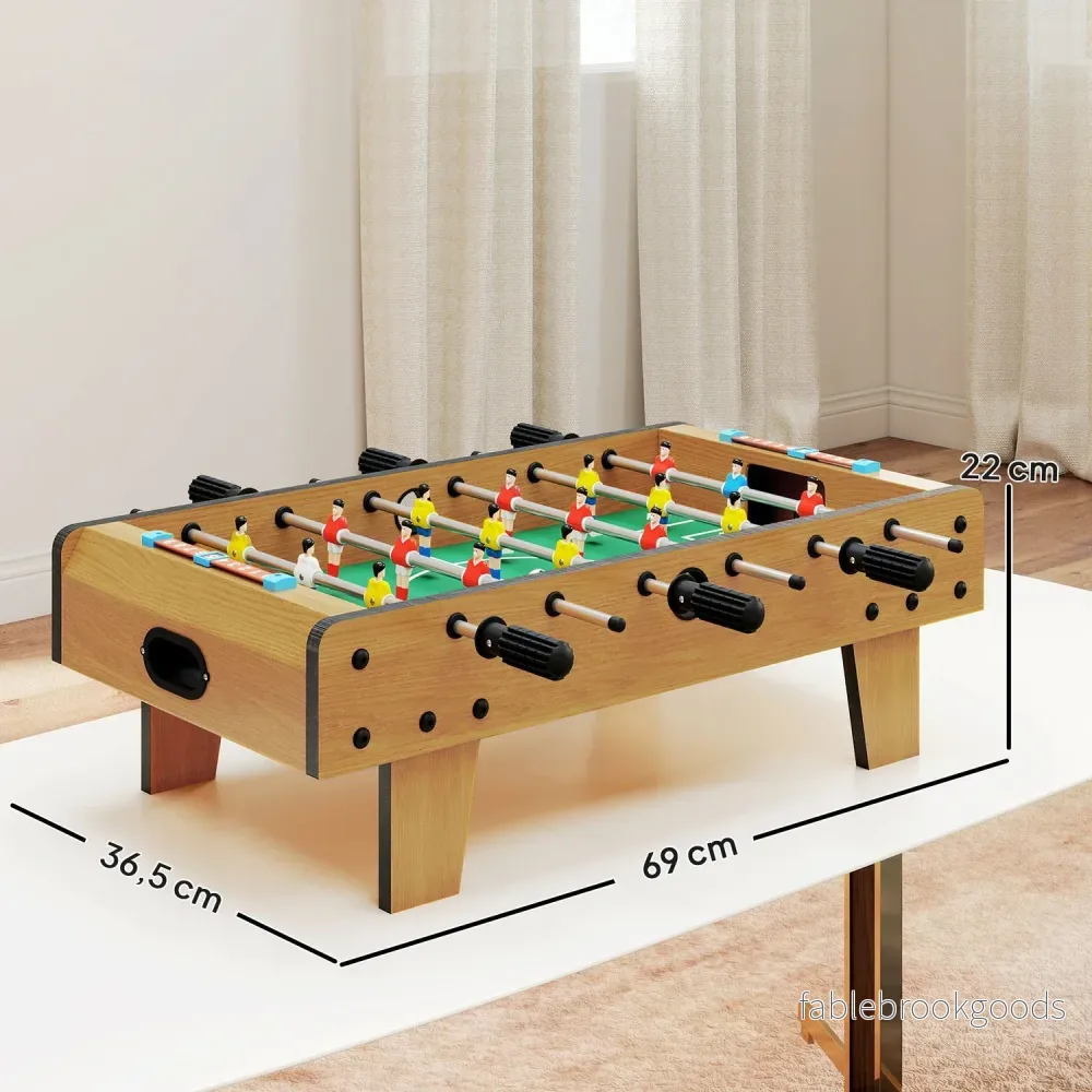 Fotbollsbordsset, kompakt trädesign, 2 bollar, resultattavlor - Bild 3