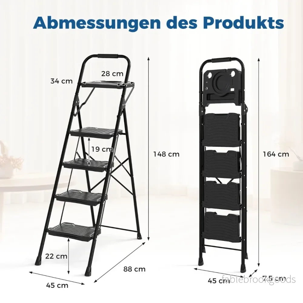 stegs – stege med verktygshållare och halkfria pedaler Hopfällbar en belastningskapacitet på upp till – 4 150 kg – Svart - Bild 2