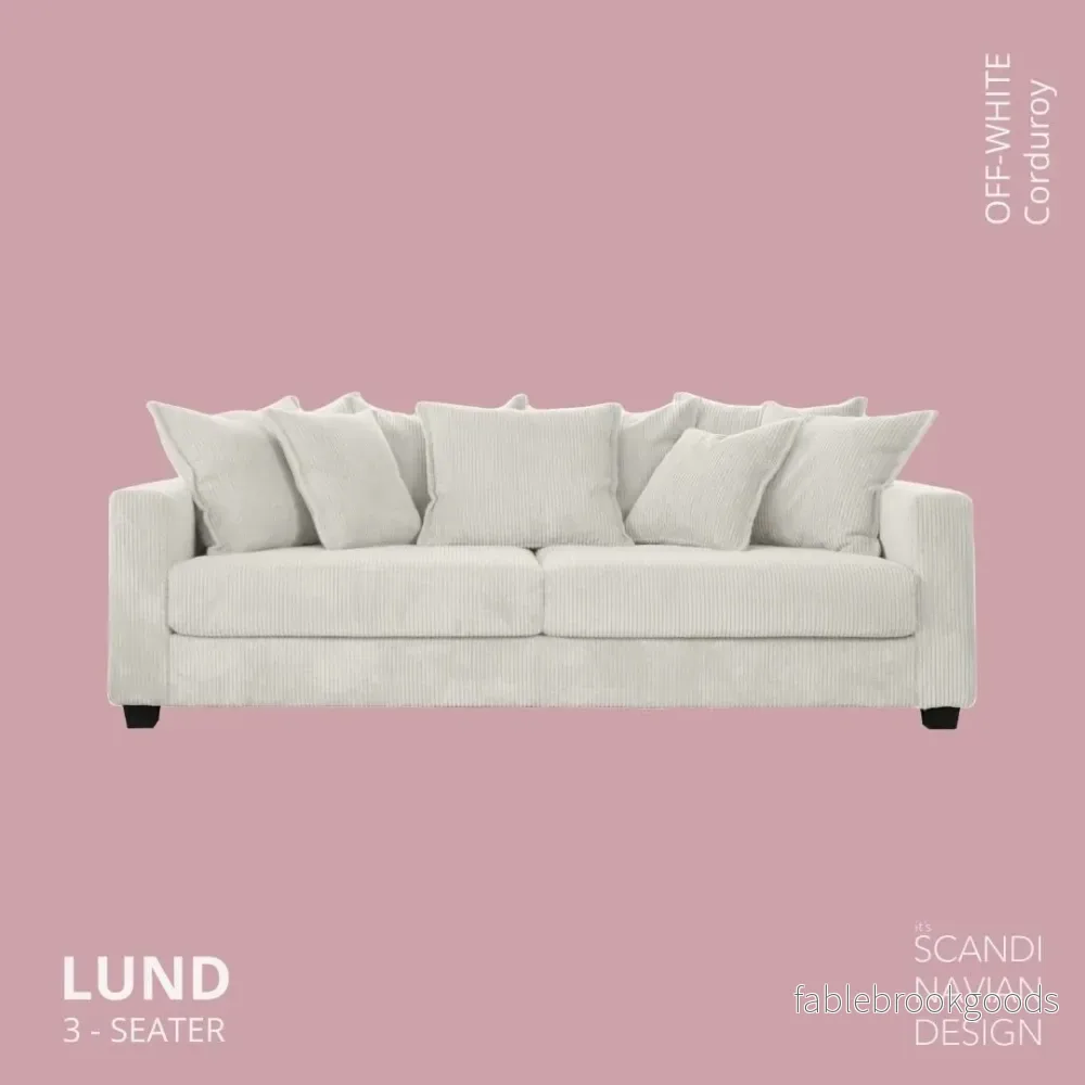Lund 3-seater Sofa, Off-White Corduroy, removable & washable cover - Bild 2