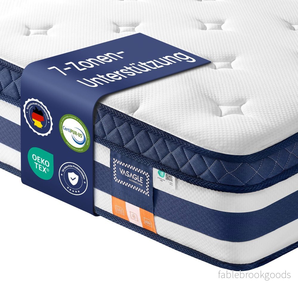 Pocketveringmatras – 7 Zones – Gel-Traagschuim – 160 x 200 cm – Blauw Pocketveringmatras – 7 Zones – Gel-Traagschuim – 160 x 200 cm – Blauw