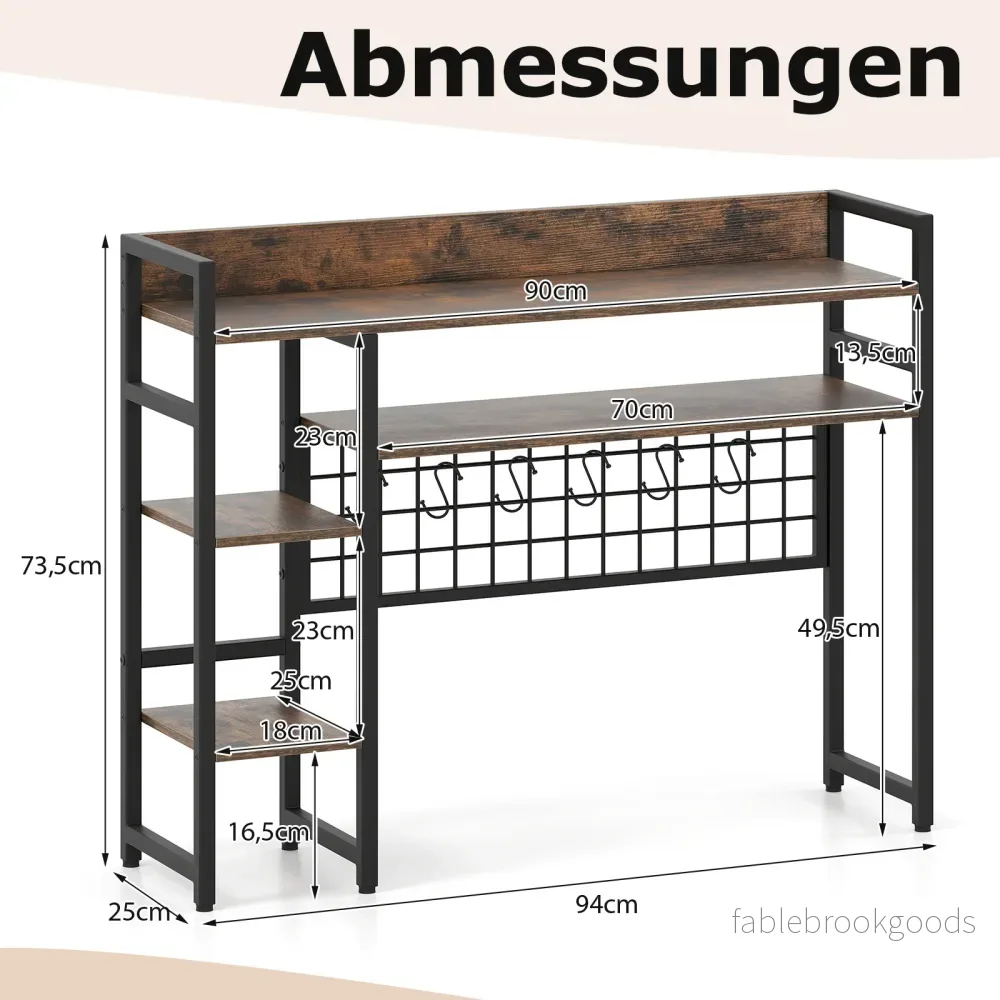 Skrivbordshylla – med hyllor och krokar, skrivbordstillsats, bokhylla – 4 6 – Brun - Bild 2