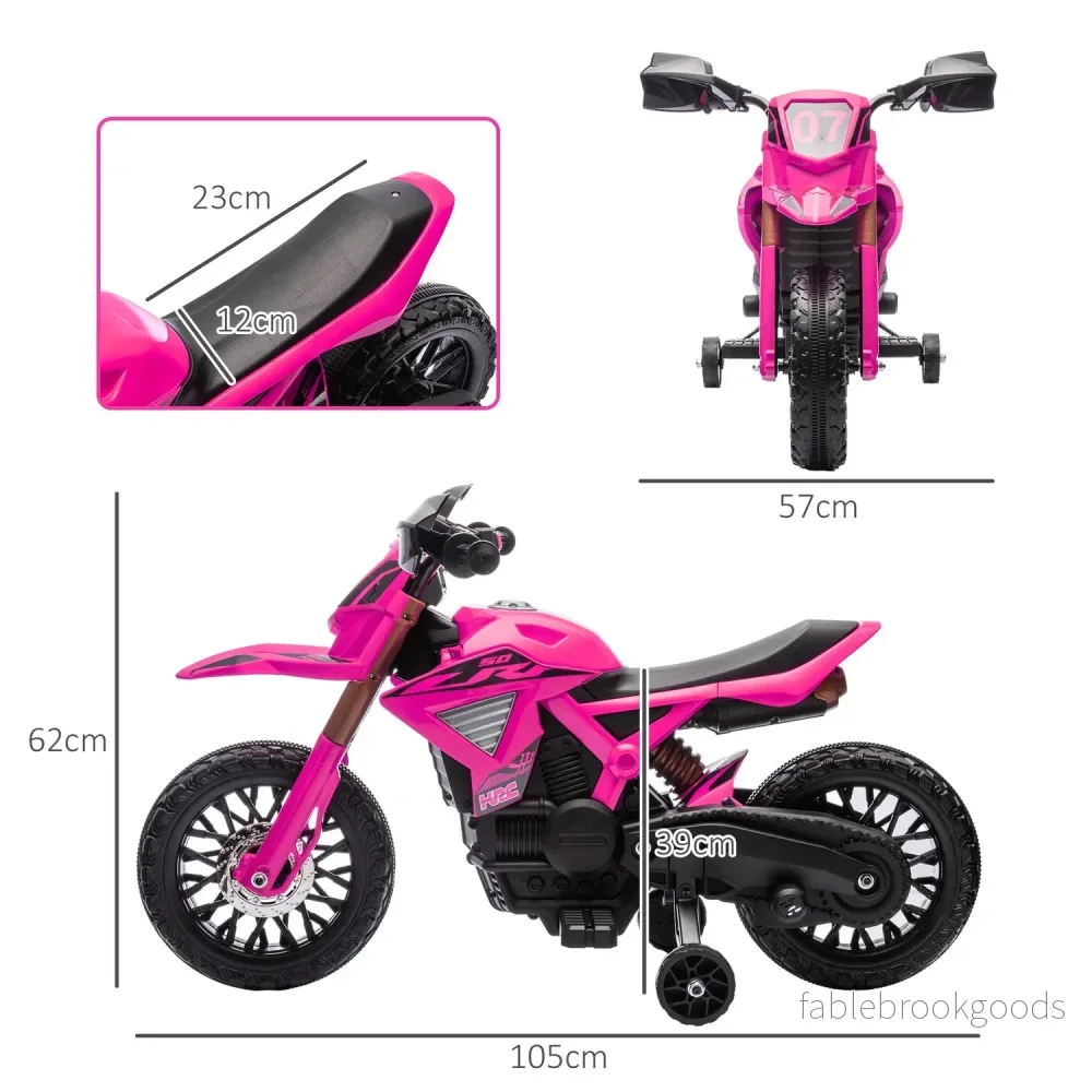 Elmotorcykel för barn, 12V, rosa, med träningshjul - Bild 3