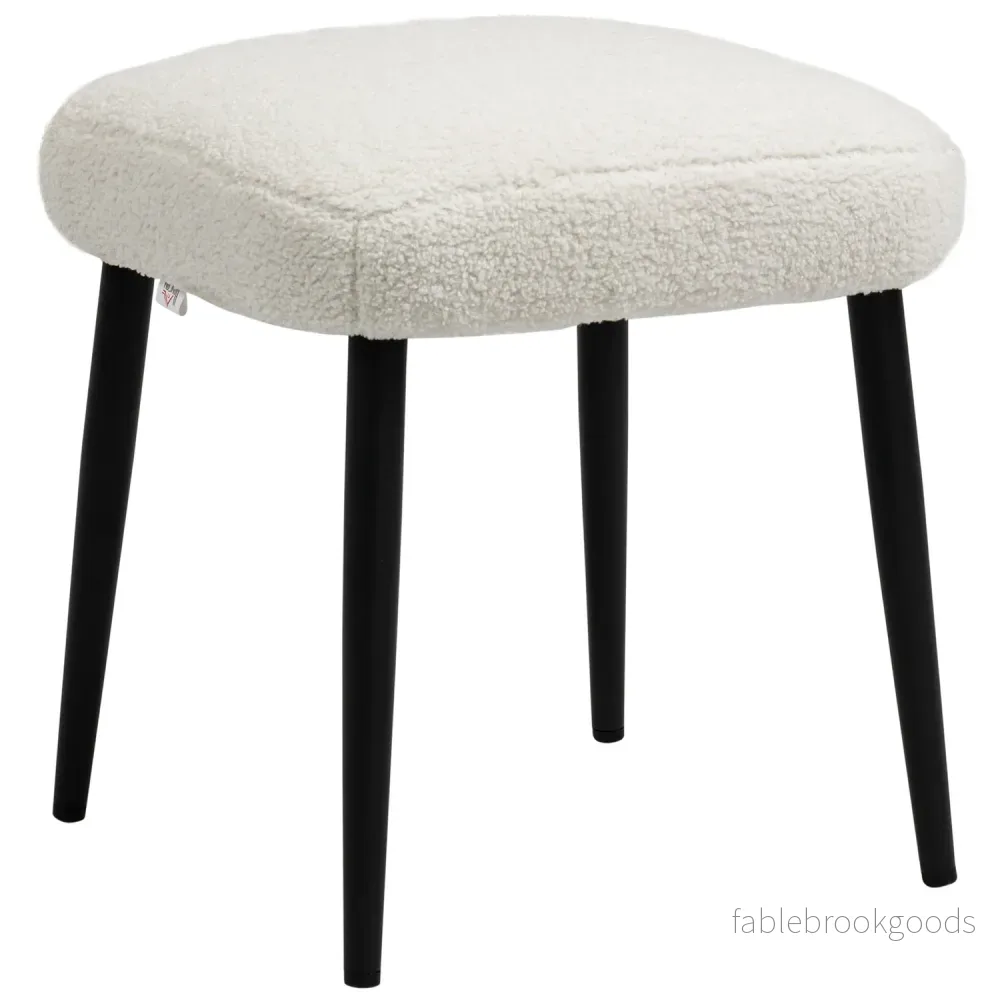 Cream Cashmere-look fotpall med stålben, 42x42x47cm