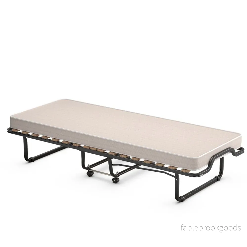 Hopfällbar – gästsäng med Memory Foam Madrass Tillverkad i Italien Ursprung: – 80 x 200 cm – Beige