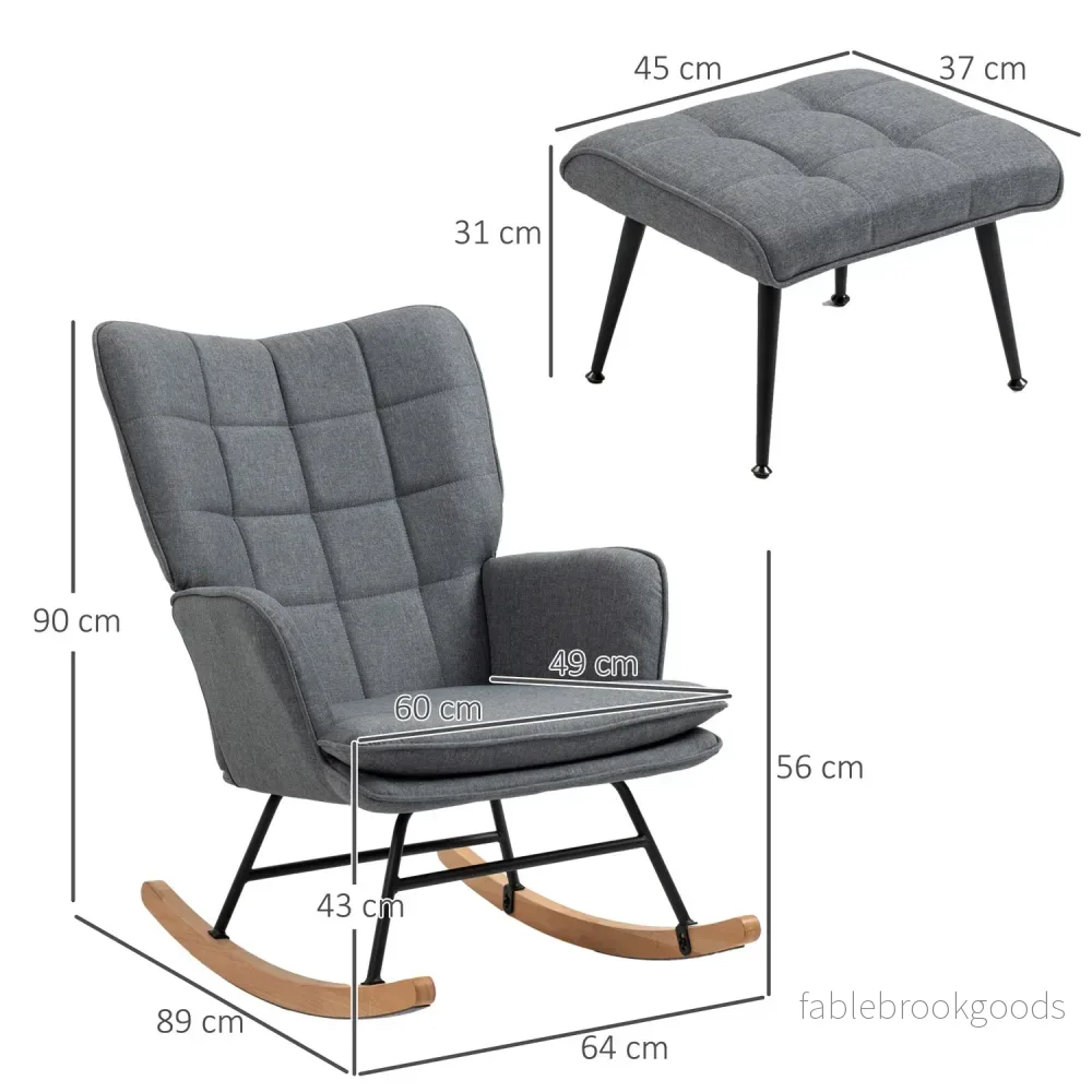 Gungstol med linnelook, 130 kg kapacitet, plus pall - Bild 3