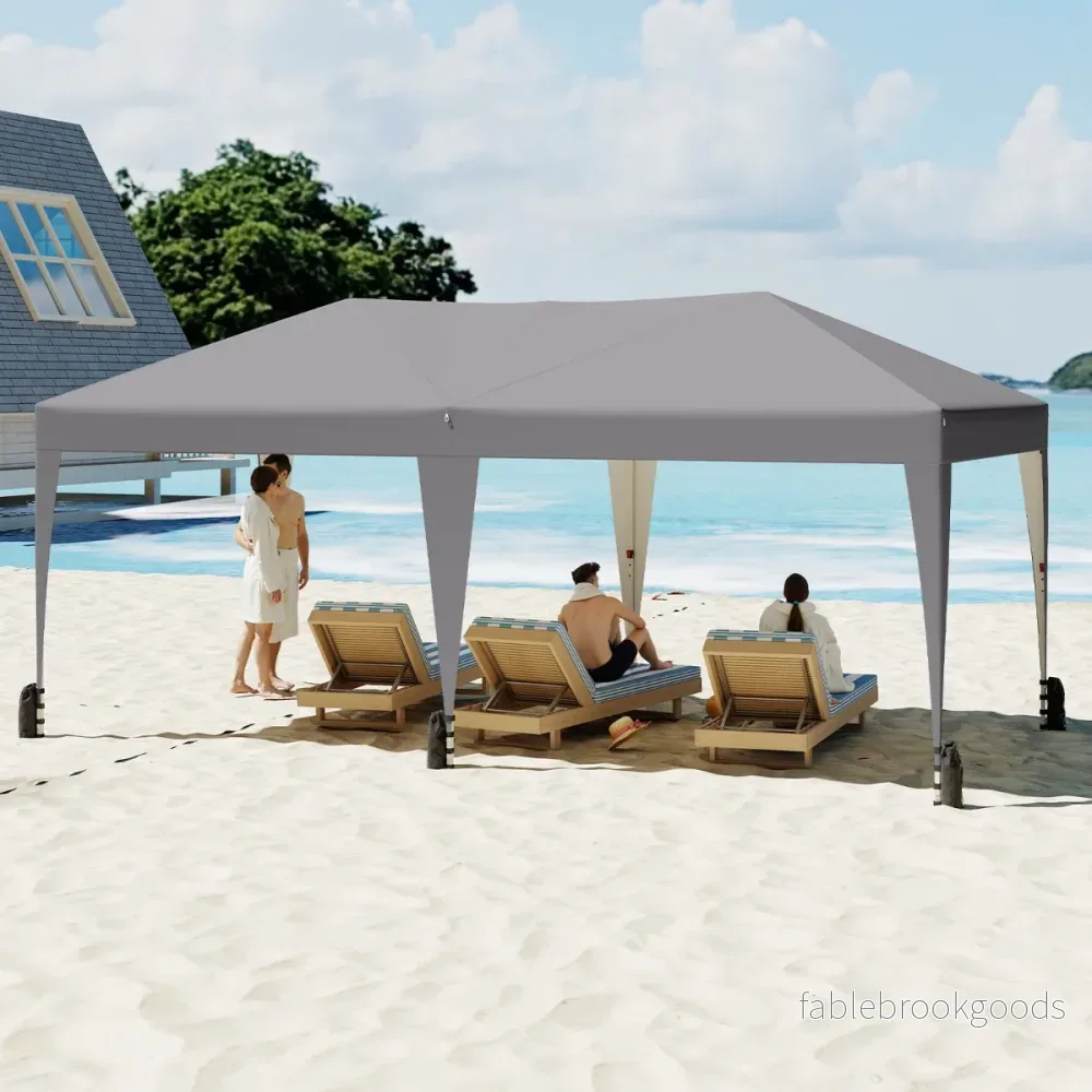 Pop – up Faltpaviljong med bärväska på hjul och UV skydd 50+ partytält – 3 x 6 m – Grå - Bild 3