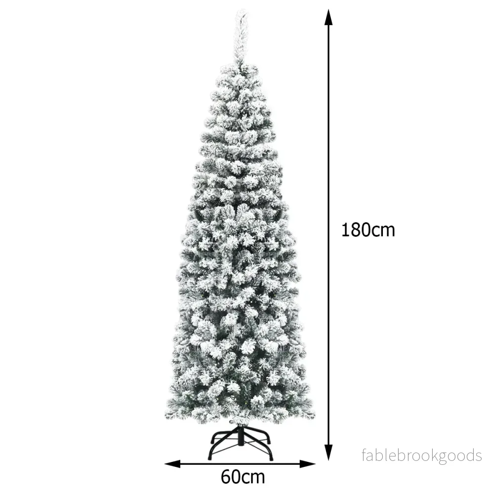 Blyertsjulgran – med snö Konstgjord metallstativ + – 180 cm – Grön och vit - Bild 2