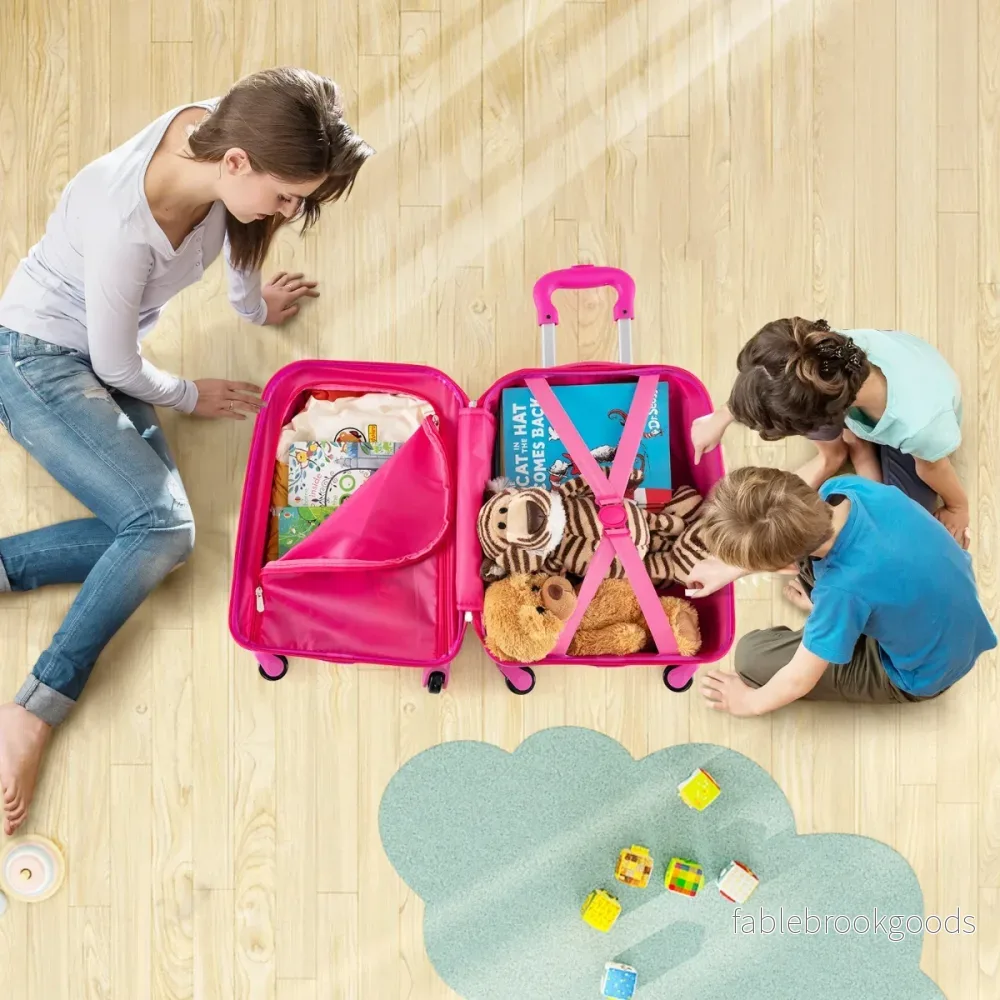 delad – barnväska + ryggsäck i plast, barnvagn, barnbagage 12"+16" sjöjungfru – 2 – Rosa - Bild 3