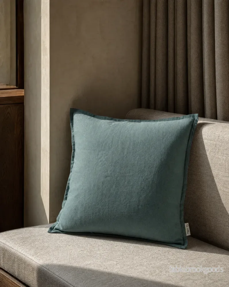 Kuddfodral Classic Linen Teal - Bild 2