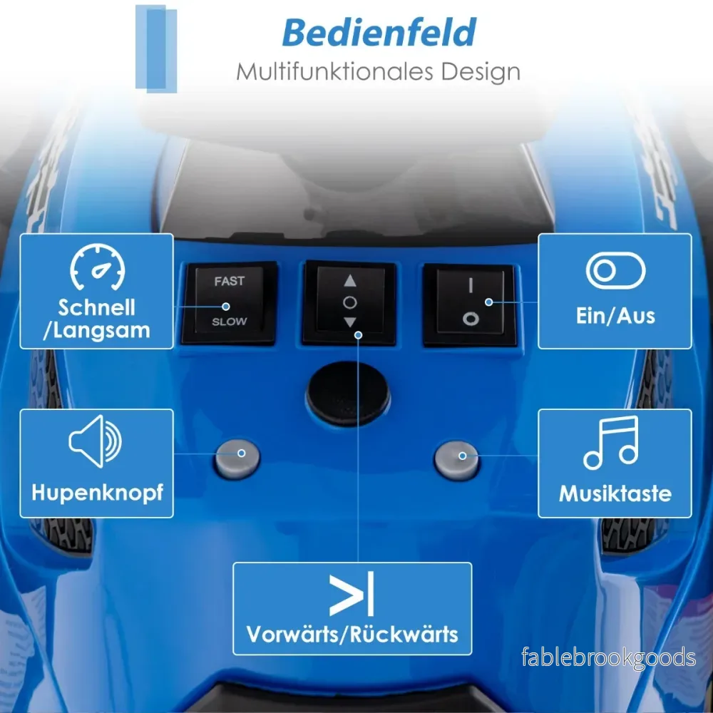 12V – Electric Kids Quad med musikhorn och LED strålkastare Blue – Blå - Bild 2