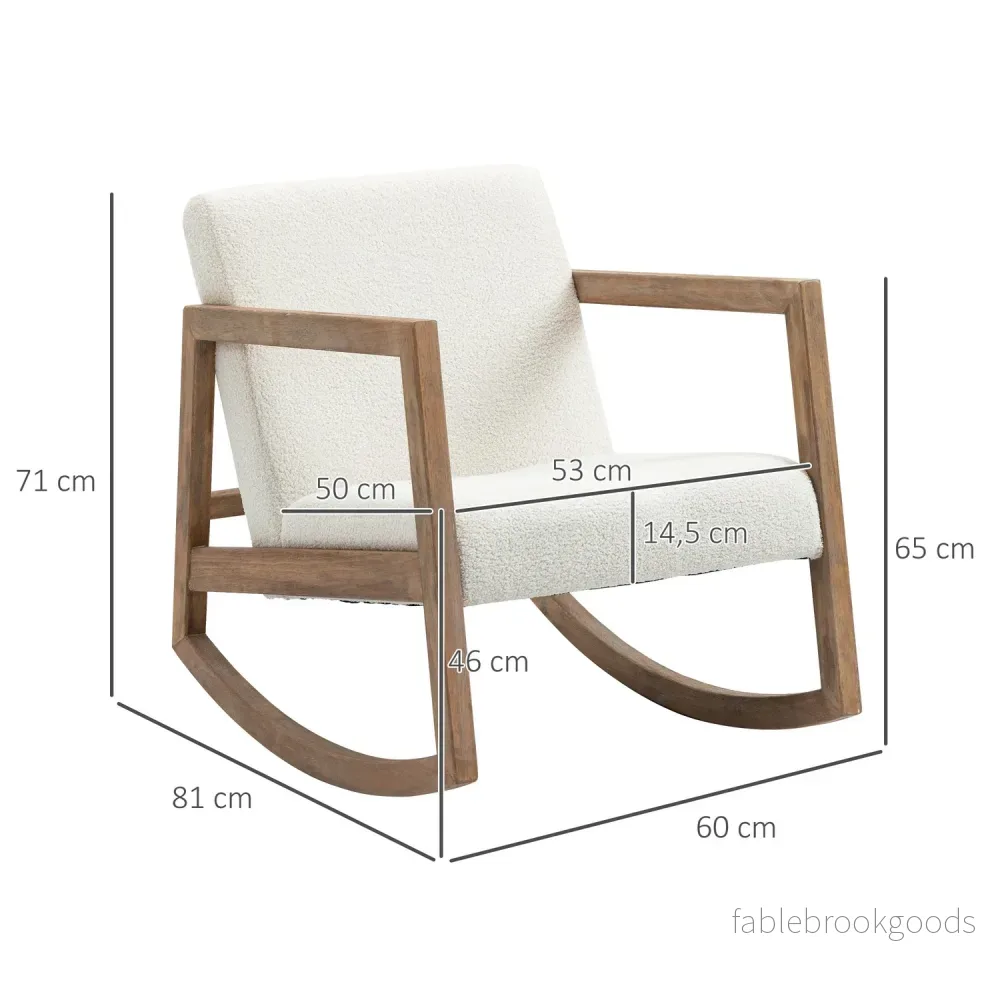 Cream White Rubberwood gungstol – vadderad komfort - Bild 3