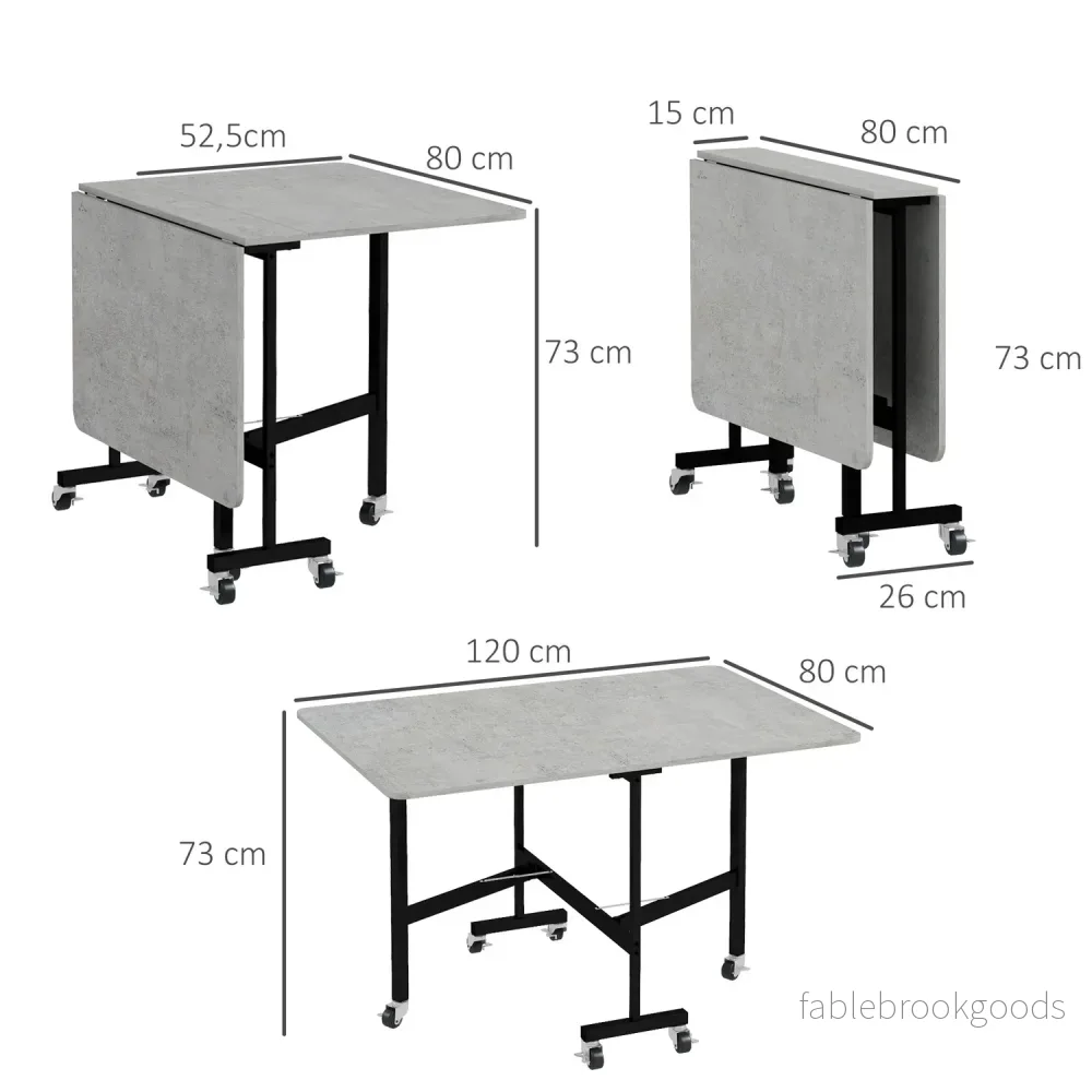 Fällbart matbord med hjul, stålben, stolar 4-6 - Bild 3